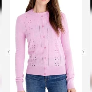 J. Crew Lavender Eyelet Cardigan